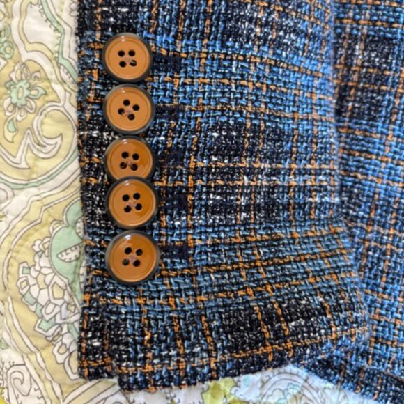 Veronica Beard blazer, blue plaid, brown stripe, double breast size 0 - Picture 4 of 5